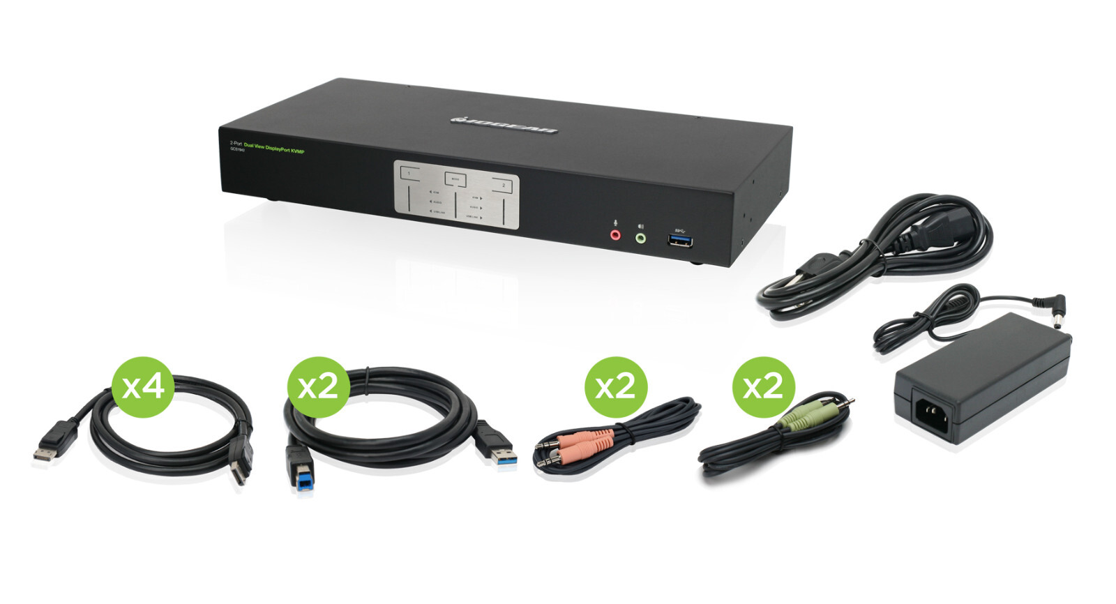 IOGEAR 2-Port 4K Dual View DisplayPort KVMP with USB 3.0 and Audio- GCS1942