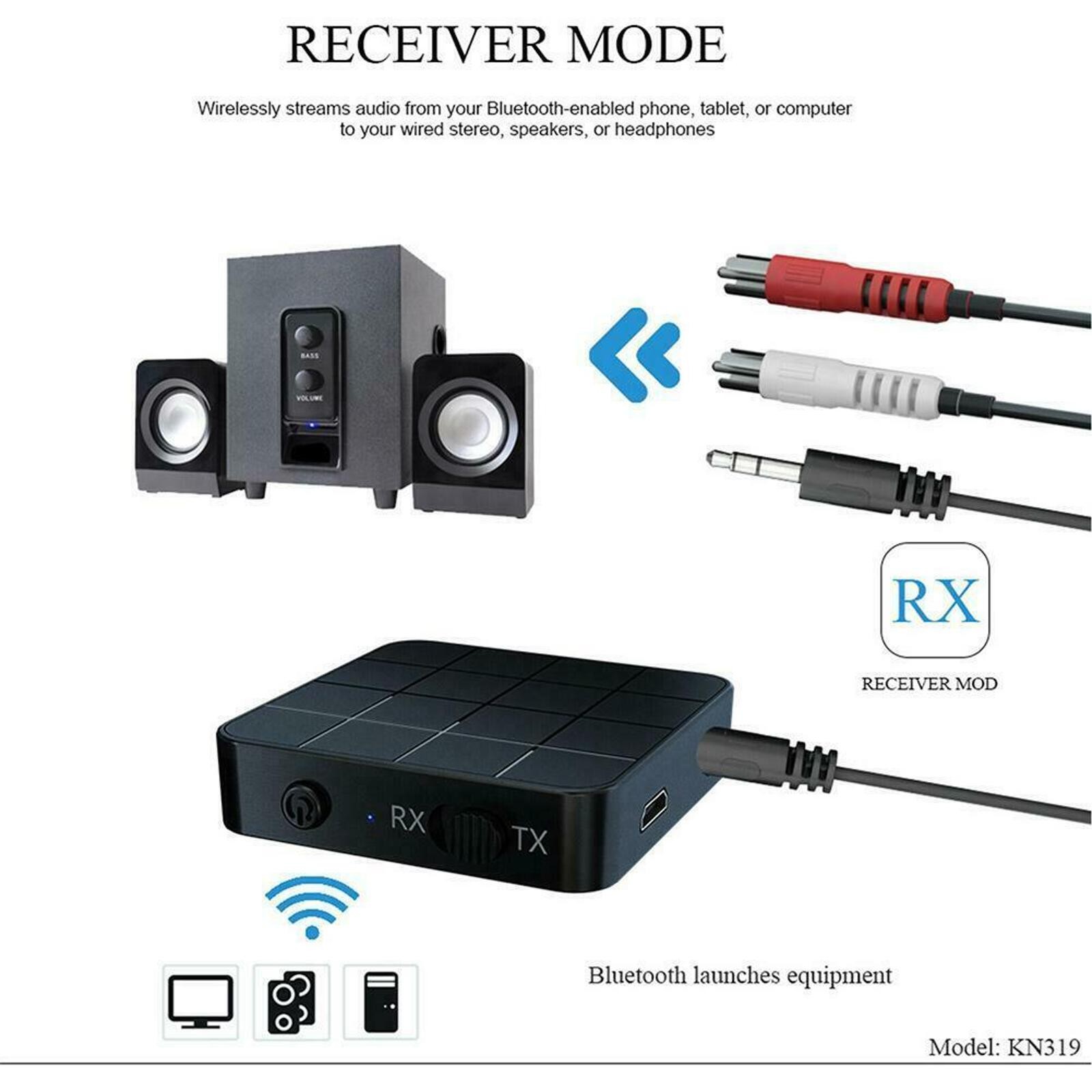 2-in-1 Bluetooth 5.0 Transmitter & Receiver Wireless 3.5mm AUX Audio RX/TX Mode