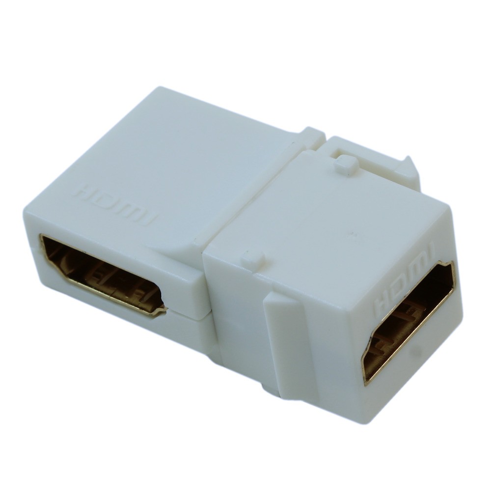 Keystone Jack Insert/Coupler HDMI Angled Gold Plated Female/Female White