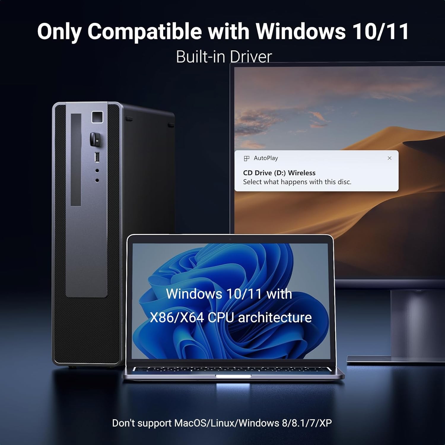 UGREEN AX900 WiFi 6 USB Adapter Dual Band 600Mbps for Windows 10 11 Plug & Play