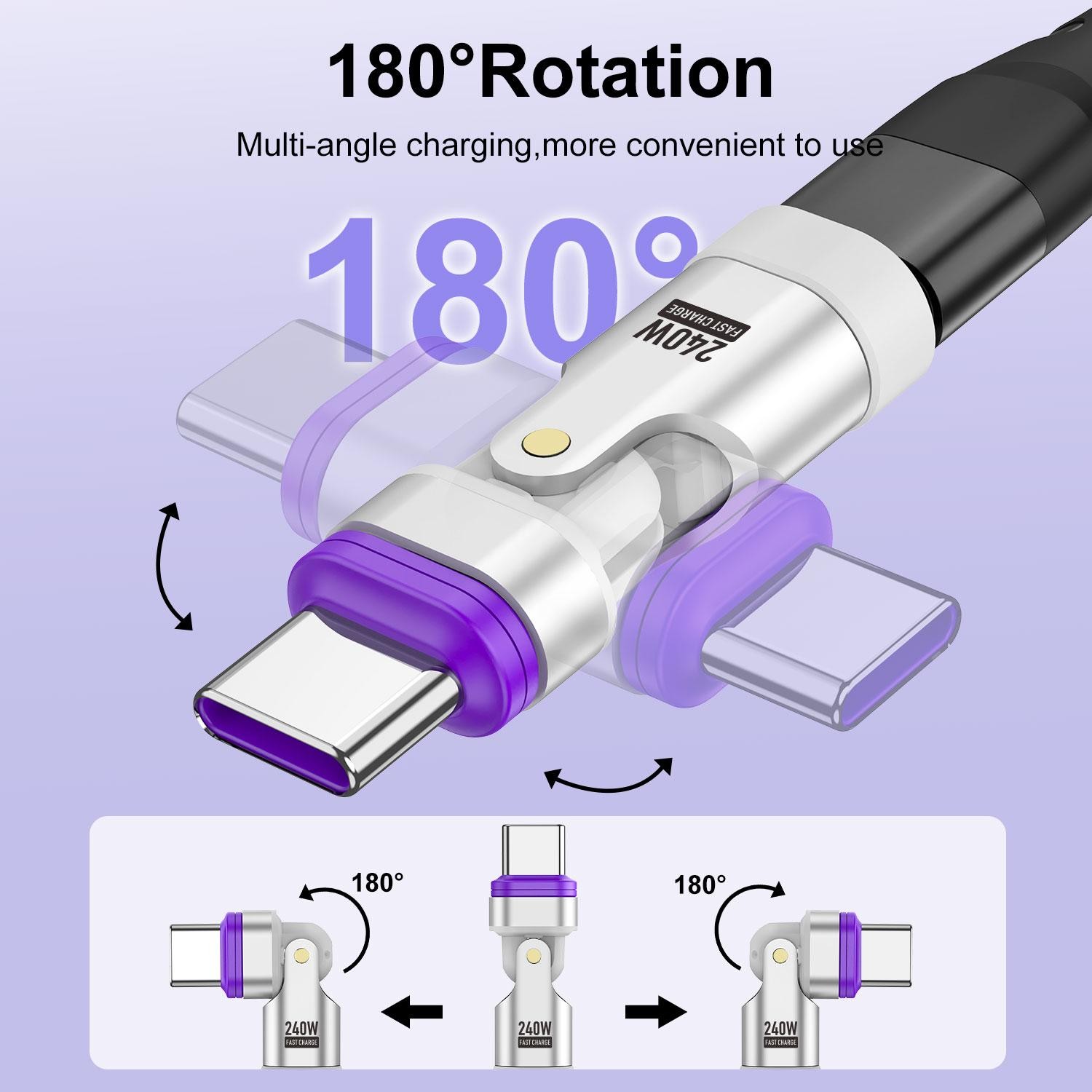 Fast Charging Type-c Converter Uslion 240w Magnetic Usb-c Adapter 180° Rotation¢