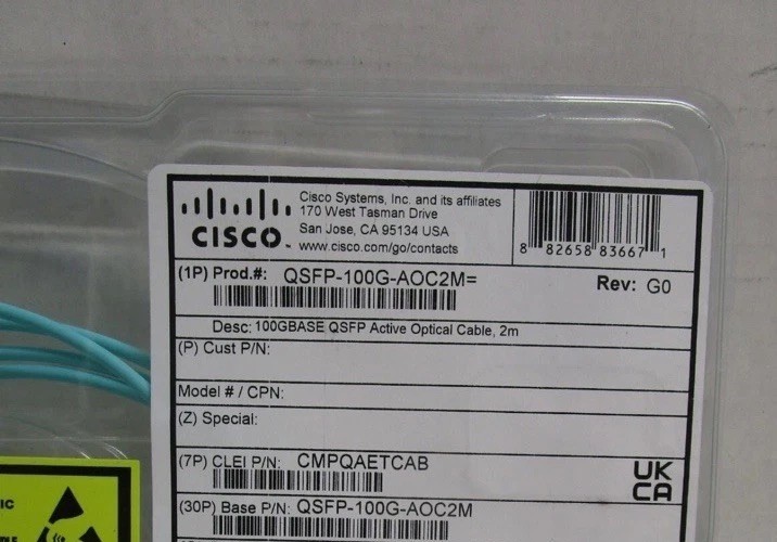 BRAND NEW GENUINE CISCO QSFP-100G-AOC2M QSFP ACTIVE OPTICAL CABLE-2M SHIPS FREE!