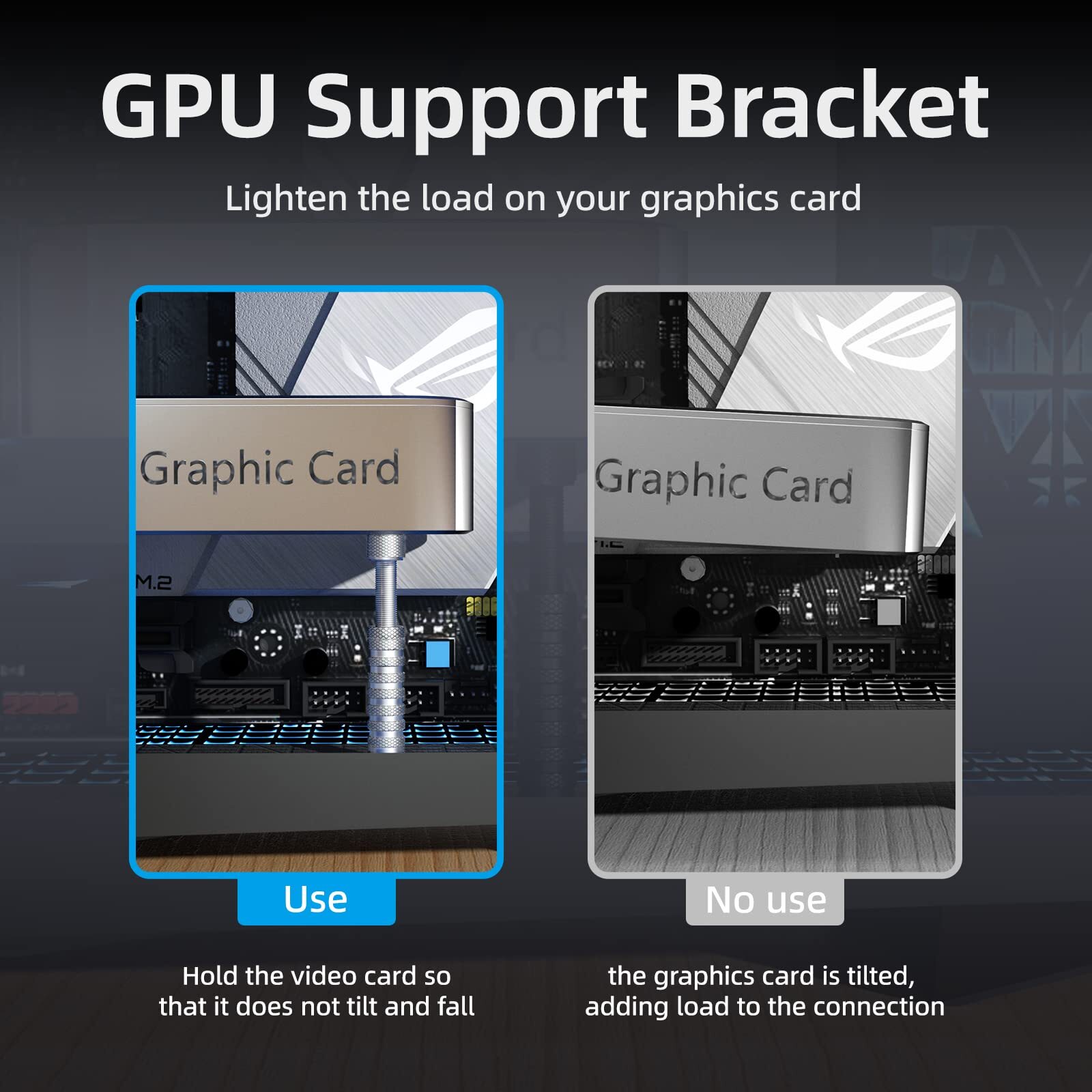 Silver GPU Support Bracket 2.75-4.52Inch GPU Sag Bracket Non-Slip Graphics
