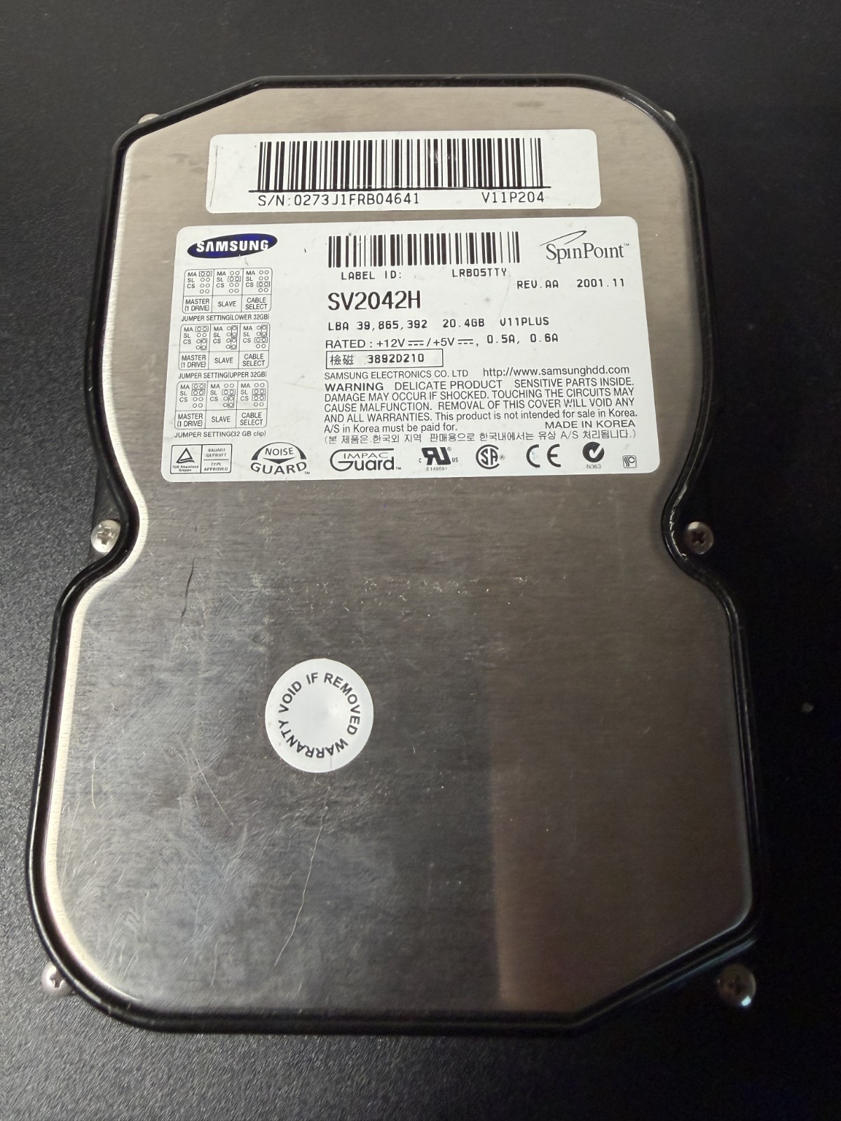 Samsung SpinPoint SV2042H 20.4GB 3.5″ IDE Hard Drive Tested #2