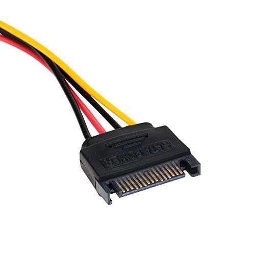 SATA 15 Pin Male to 4-Pin Molex Female Power Cable – 3 Pack of 7-inch Cords