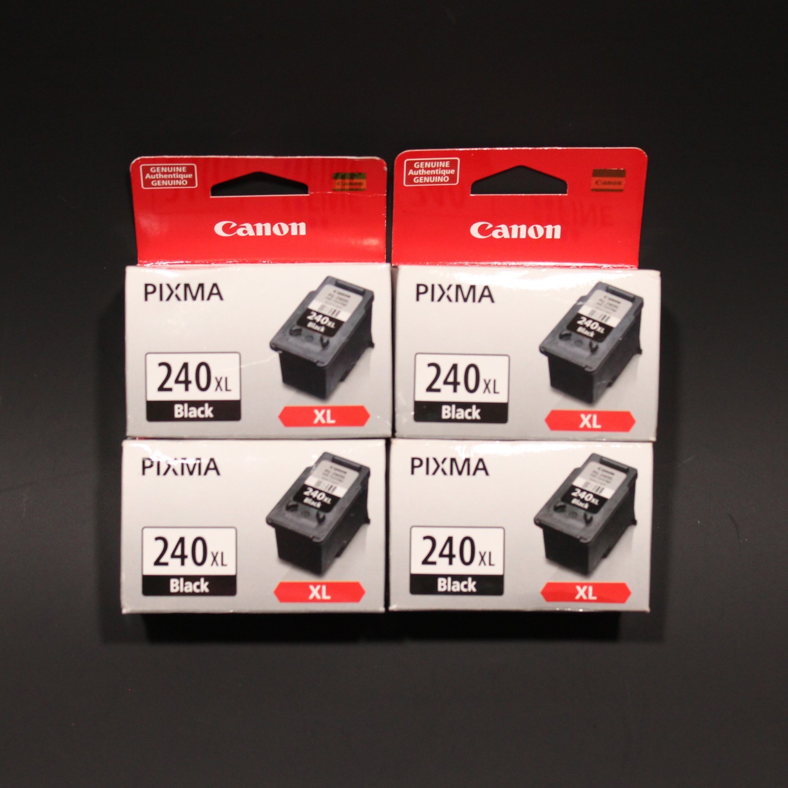 Canon Pixma 240 XL Black Printer Ink Cartridge Lot of 4 Sealed New