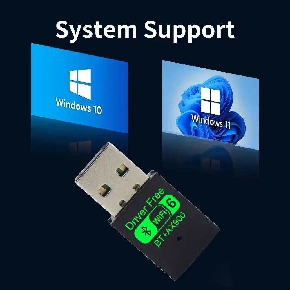 USB WiFi-6 900Mbps 2 in 1 Dongle 2.4G 5GHz Dual Band & BT 5.4 Win10,11 Free ship