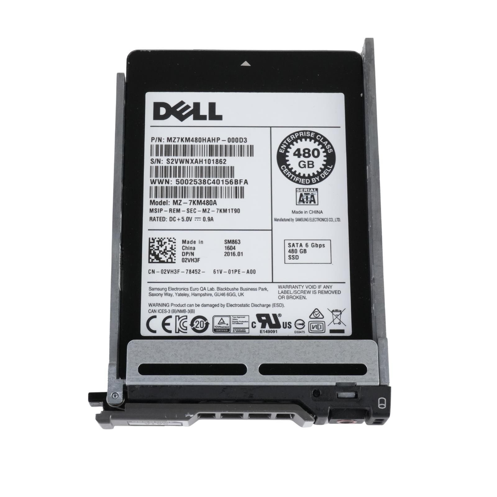 Dell 2VH3F Samsung SM863 480GB SSD 2.5″ MLC SATA 6G Solid State Drive MZ-7KM480A