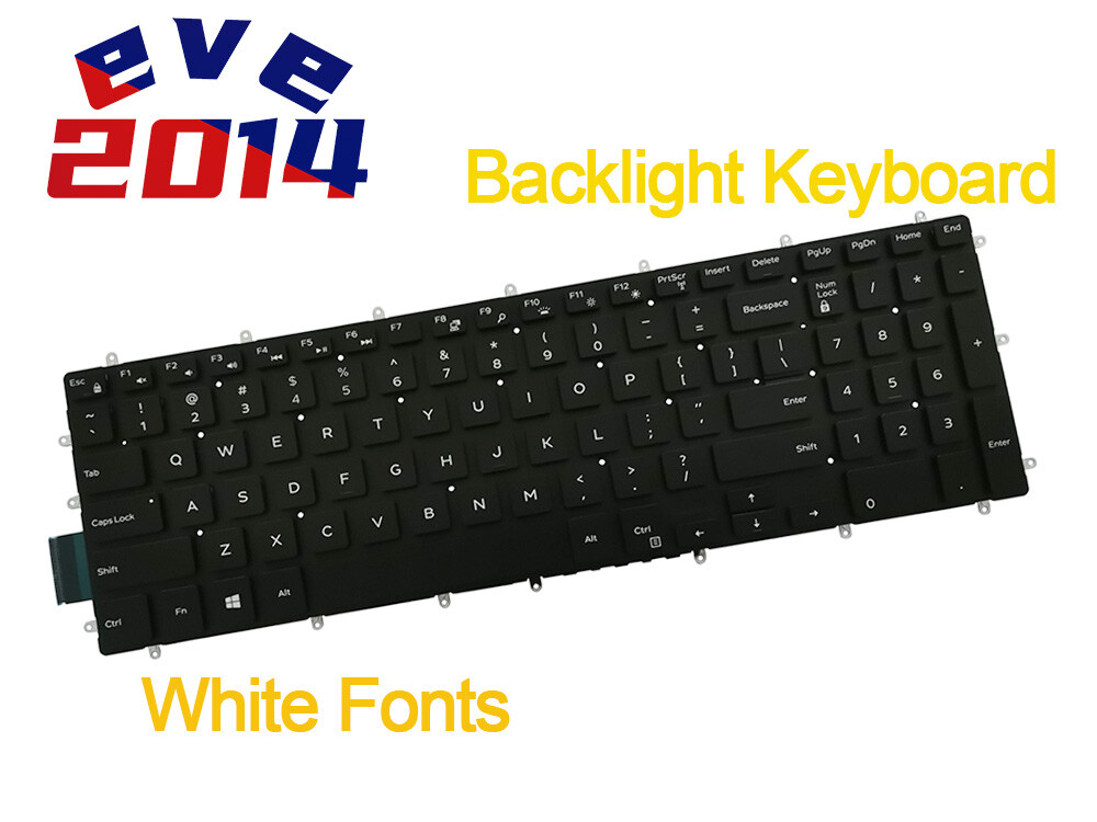 White Fonts Backlit Keyboard Black US For Dell G5 5590 5587 G7 7790 7590 7588