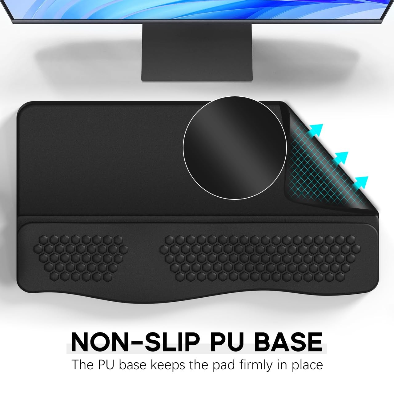 Black Ergonomic Computer Keyboard Stand With Wrist Rest Base 17.13×9.5 In