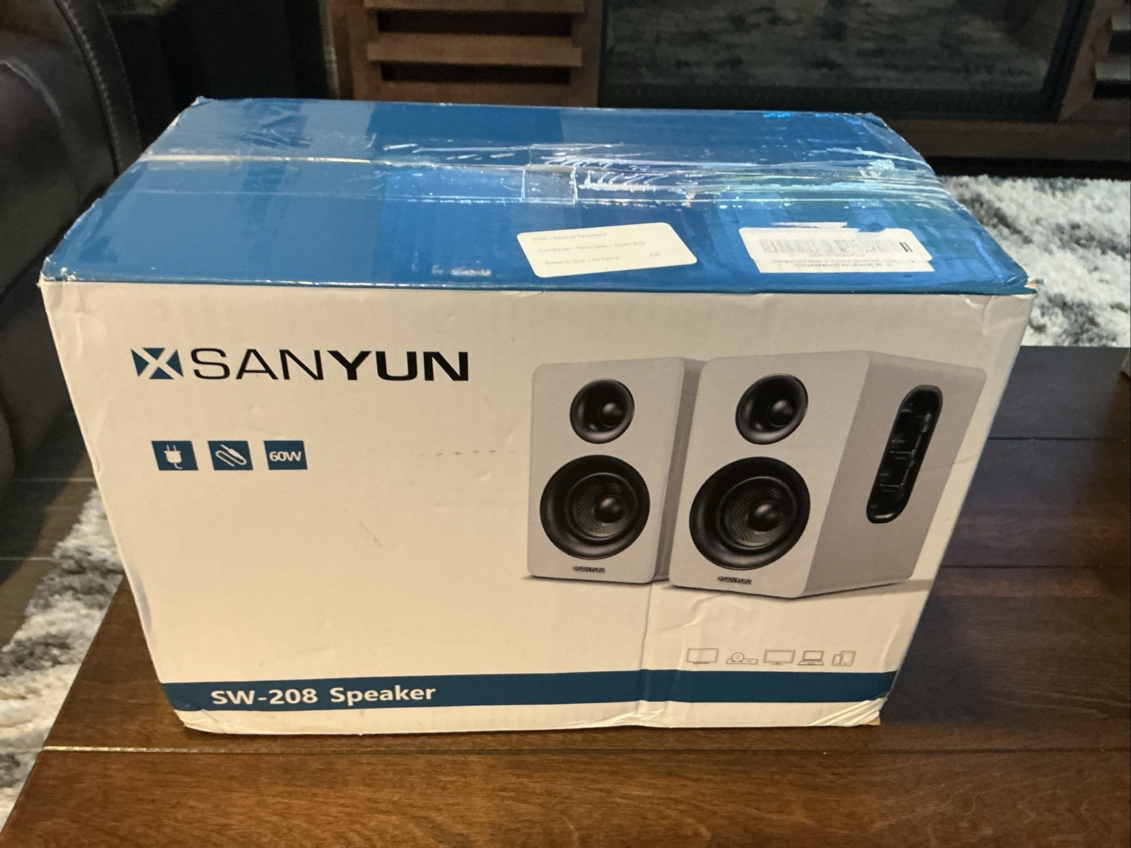 Sanyun SW208 3″ Active Bluetooth 5.0 Bookshelf Speakers – 60W Carbon Fiber