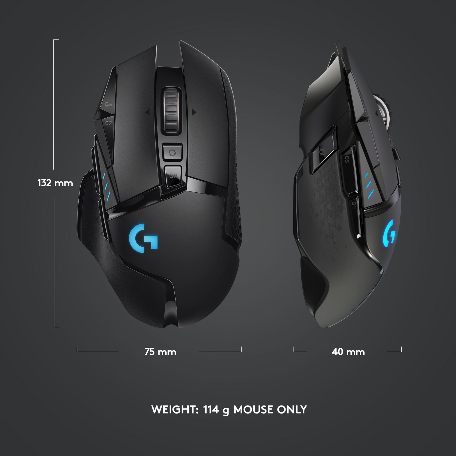 Logitech G502 Lightspeed Wireless Gaming Mouse with Hero 25K Sensor, PowerPlay
