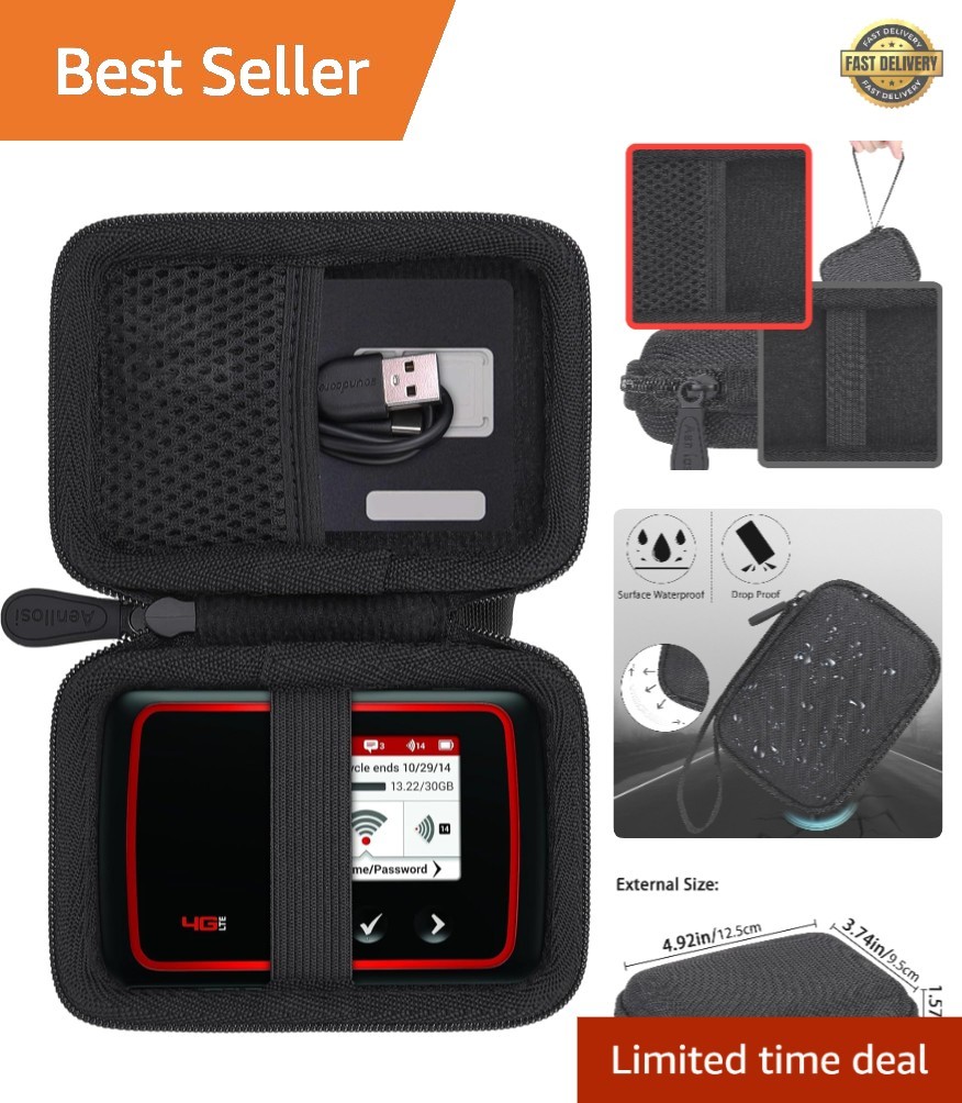 Durable Hard Case for Jetpack MiFi 6620L/8800L with Elastic Strap & Mesh Pocket