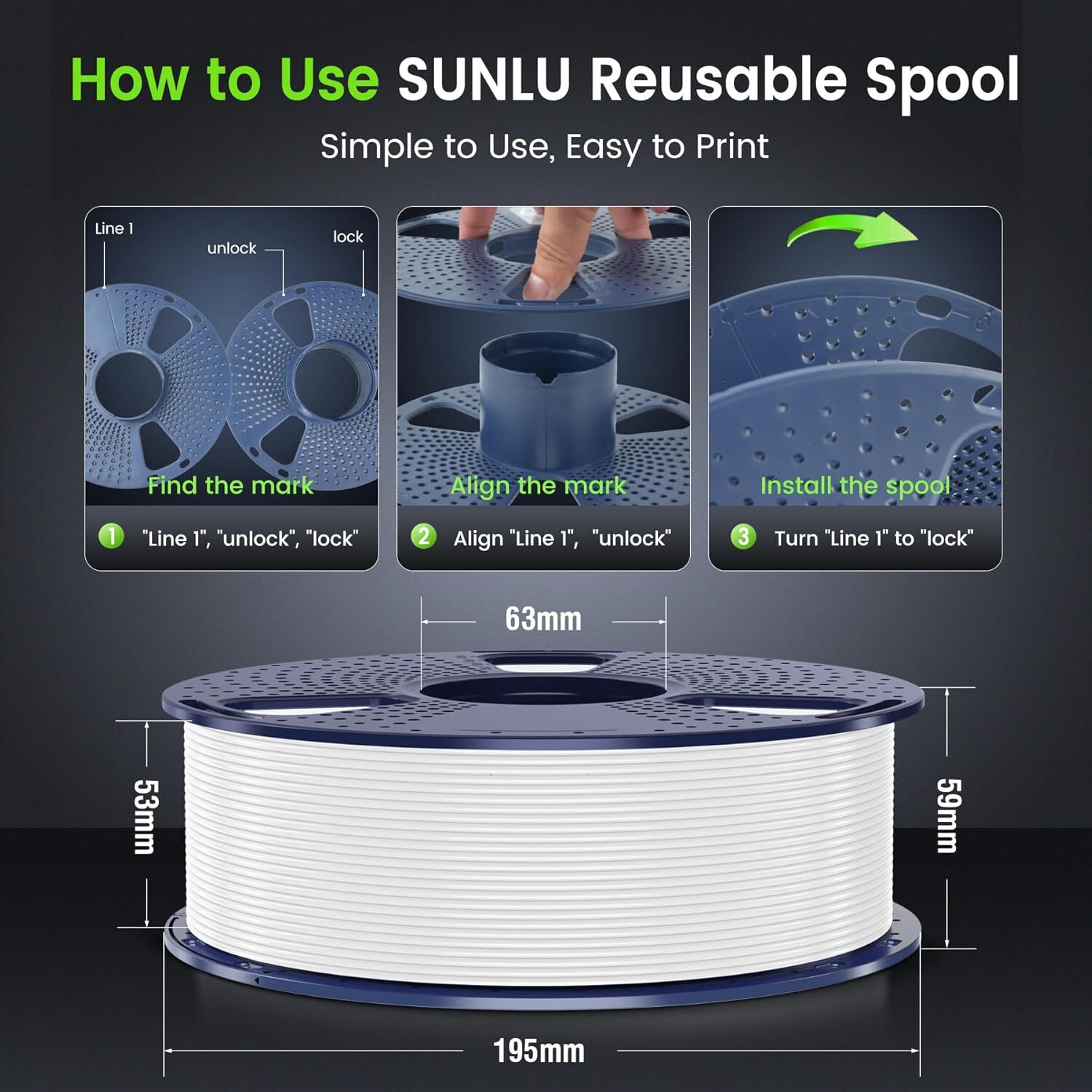【ADD 10, PAY 6】SUNLU PETG PLA+ PLA ABS SILK 3D Printer Filament 1.75mm 1KG Neat