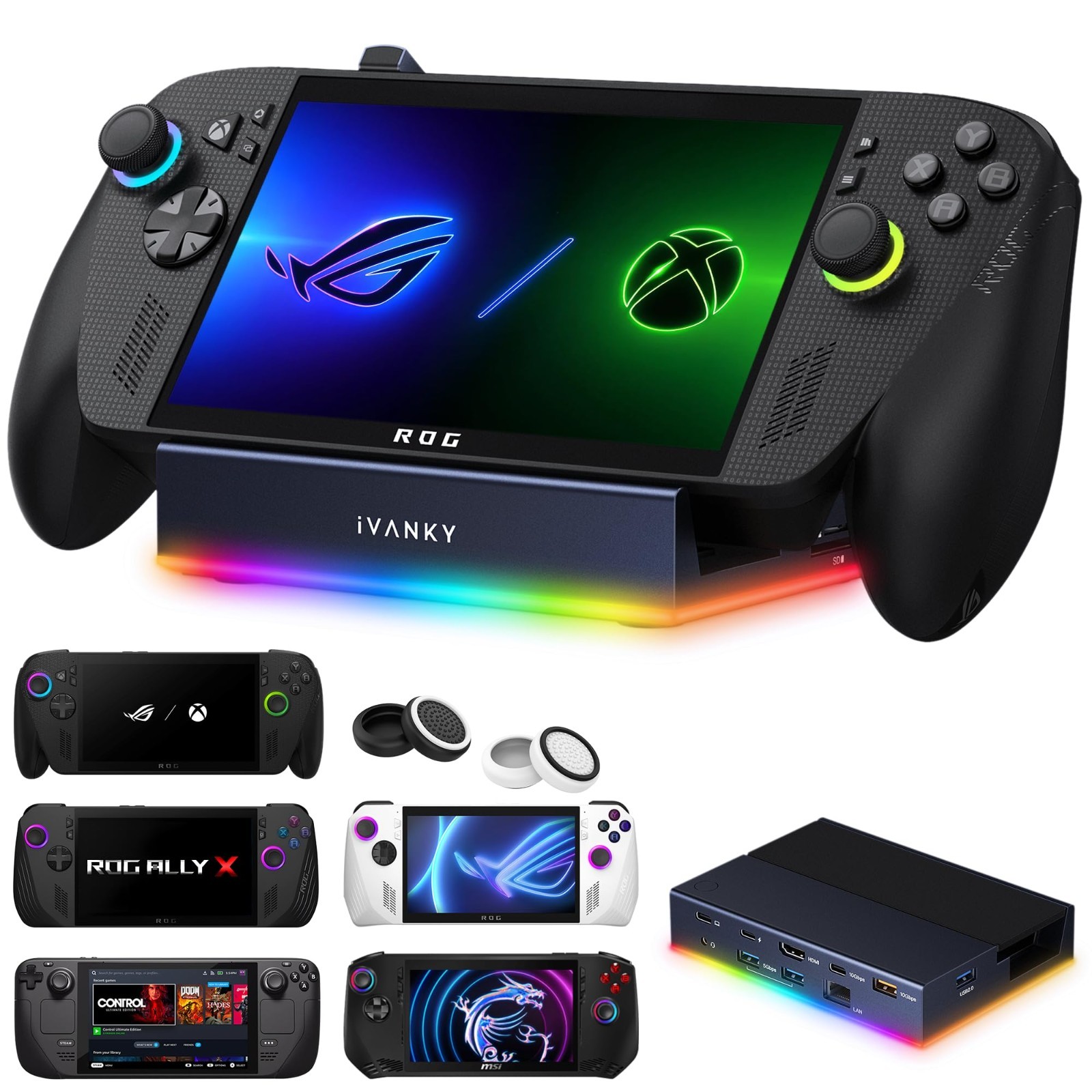 14-in-1 RGB Docking Station for Steam Deck, ROG, Xbox Ally – 4K@120Hz, USB3.2, H