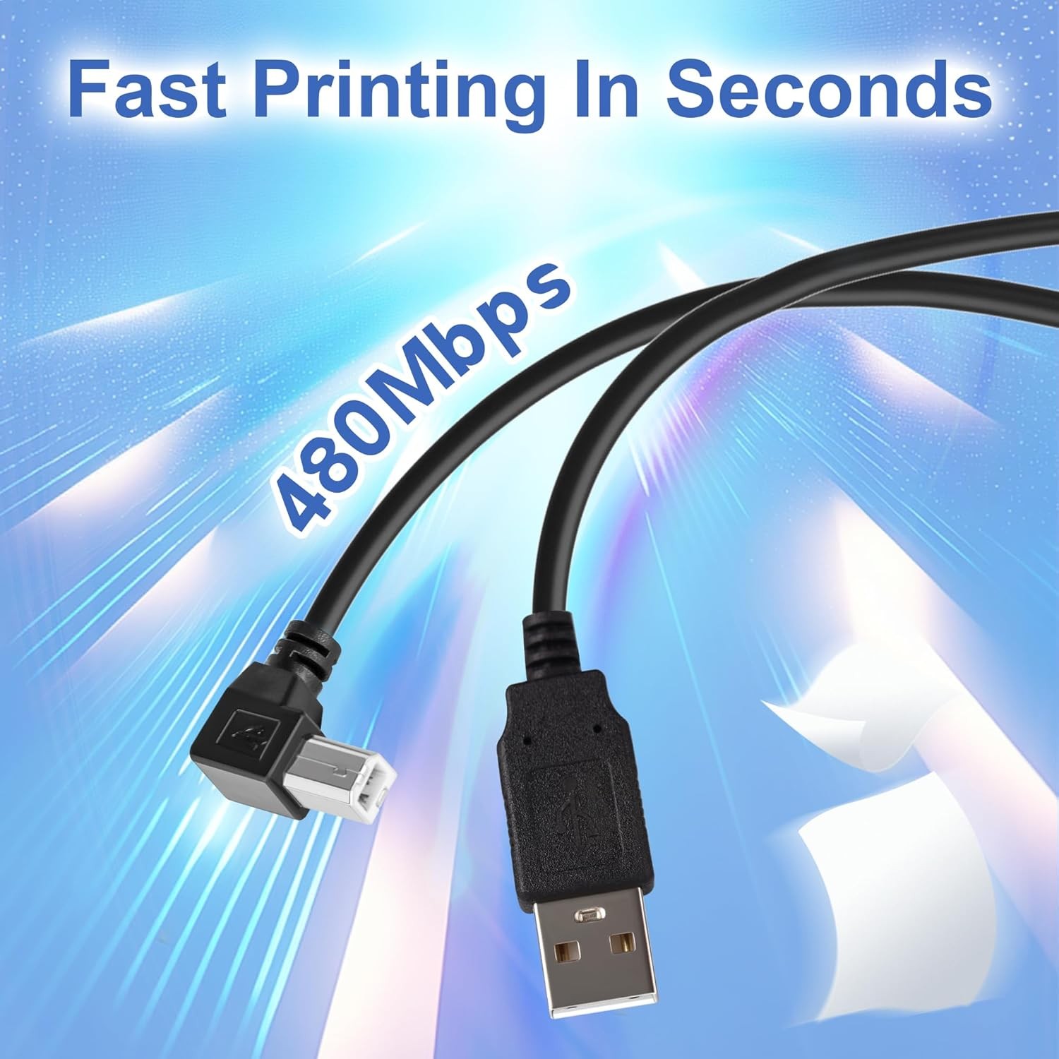USB Cable Printer High Speed 90 Degrees USB 2.0 A Male to B Male Lead 0.3m – 5m