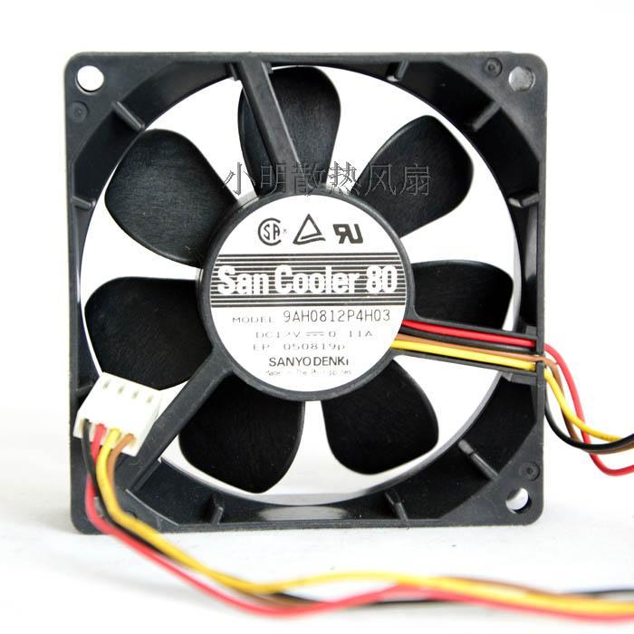SANYO 9AH0812P4H03 80x80x25mm DC 12V 0.11A 4 Pin Chassis Cooling Fan