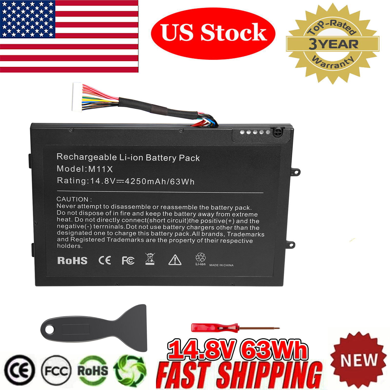 63Wh Battery for DELL Alienware M11x M14x R1 R2 R3 Series PT6V8 8P6X6 P06T PC