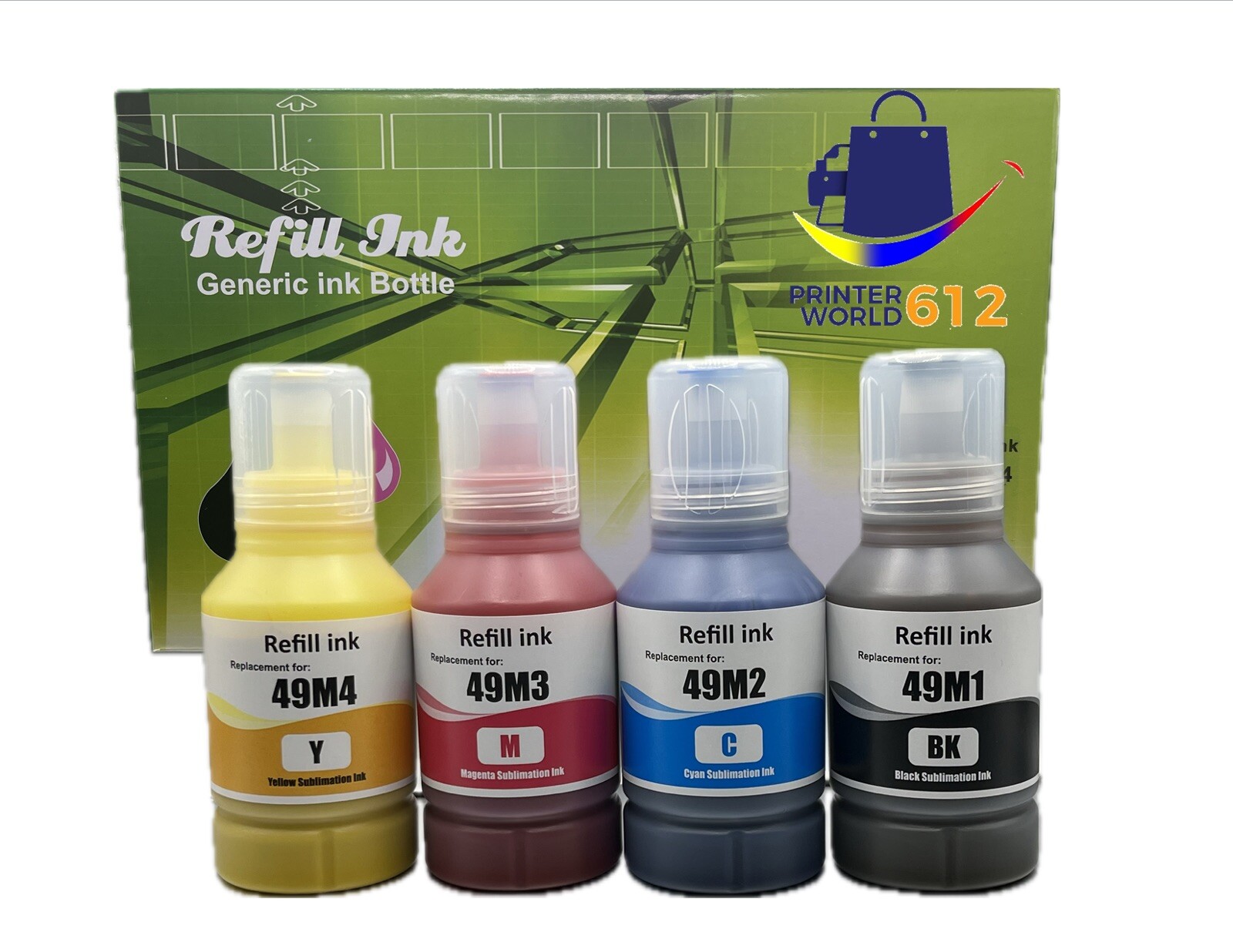 4 Pack T49M Sublimation Dye Ink Bottle Replacement Epson SureColor F170 F570