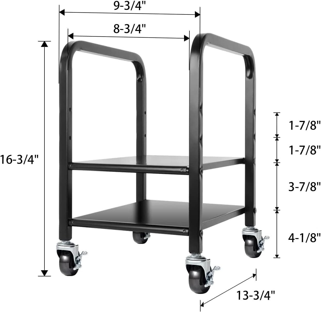 360Tronix PC Tower Stand, Black Square Tubes with Metal Casters for Home Office