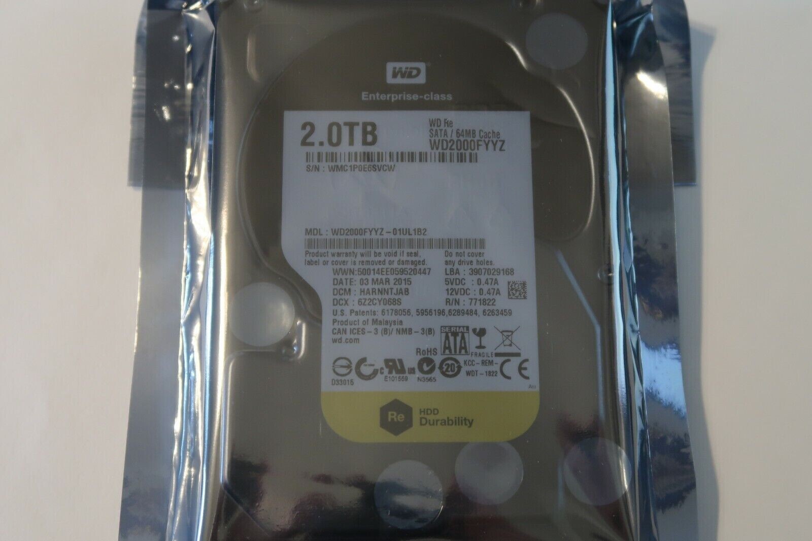 Western Digital WD2000FYYZ-01UL1B2 2TB 7200RPM 64MB Cache SATA 6.0Gb/s 3.5″ HDD