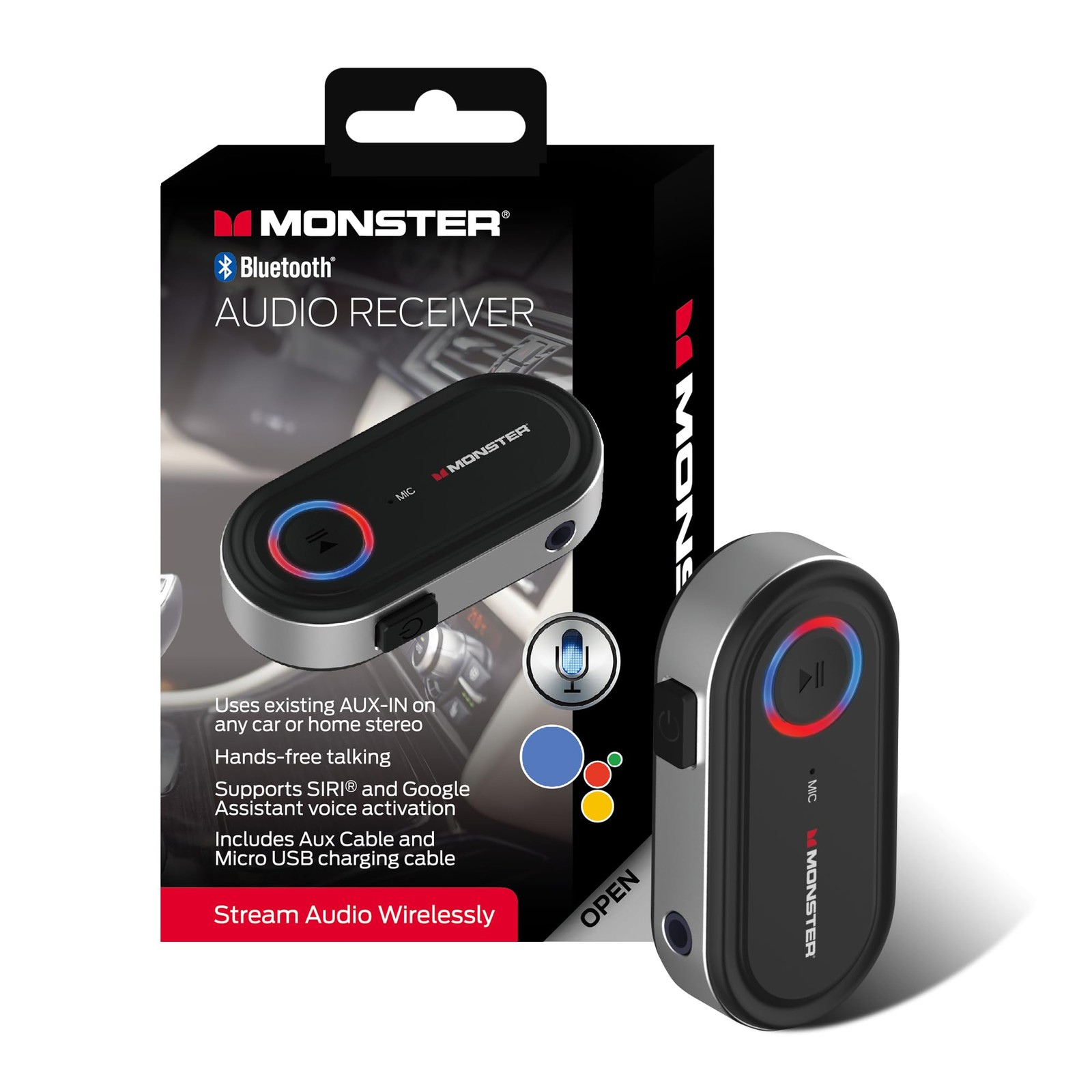 Wireless Audio Adapter Bluetooth 35mm AUX Compact Hands Free Calls Fast Charging