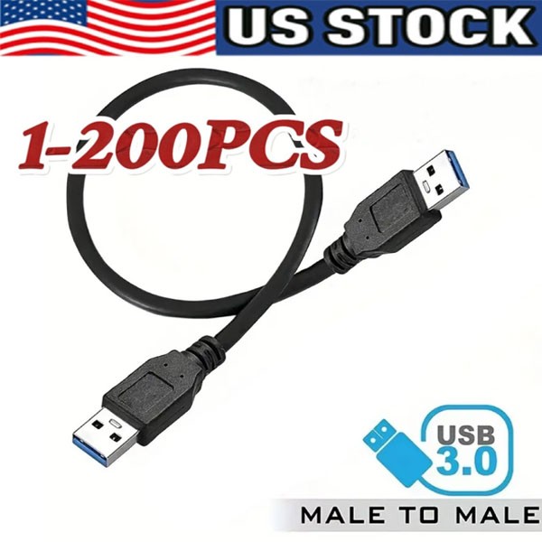 USB 3.0 A Male to A Male Cable Data Transfer Super Speed Power Charger Metal Lot