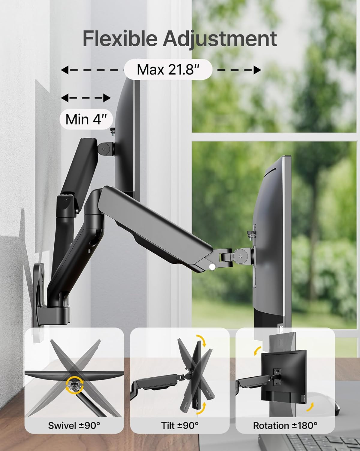 Dual Monitor Wall Mount for 17-32″ Screens, Full Motion Adjustable Arm