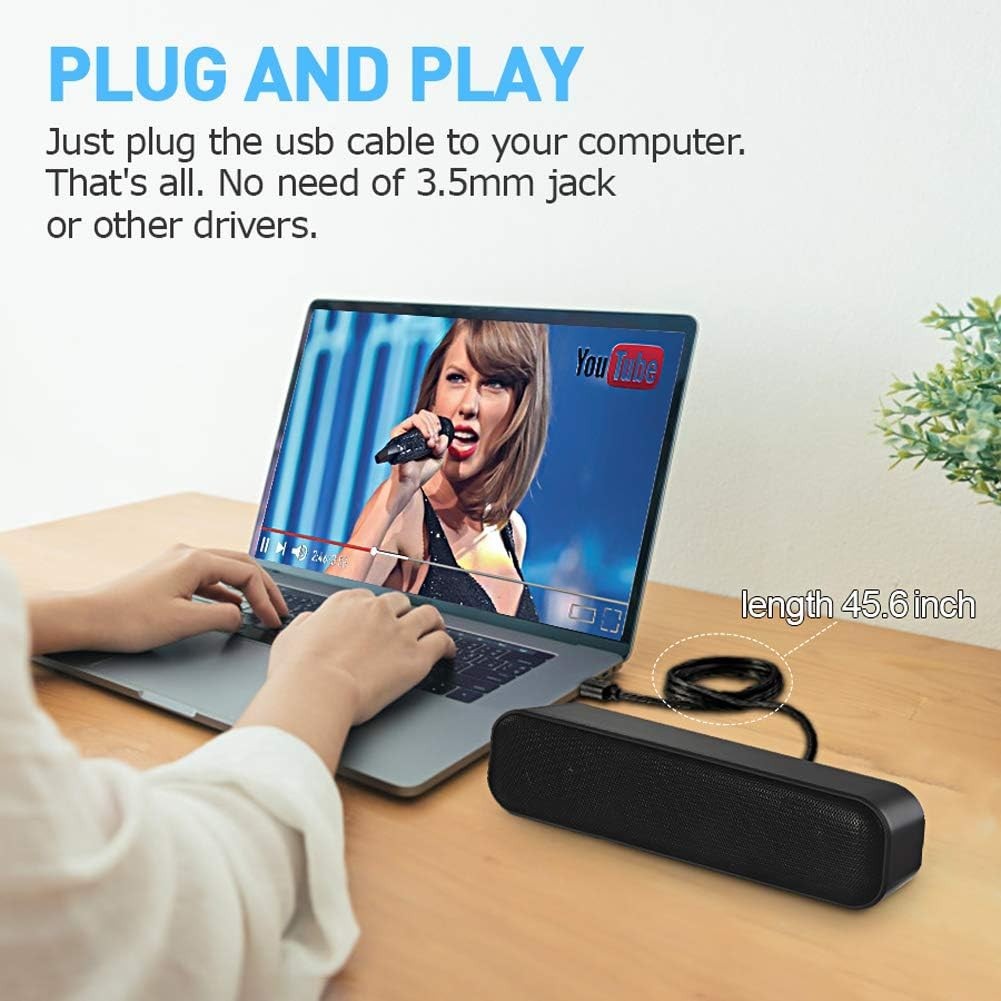 Plug & Play Computer Speaker with Volume Control – High-Quality Mini Sound Bar