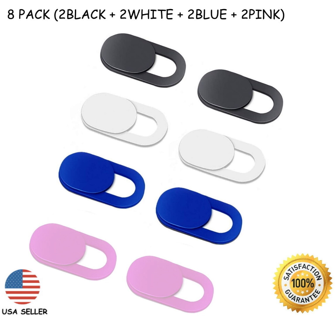 8PCS Black,Whie,Blue,Pink WebCam Cover Slide Camera Privacy Security Protect
