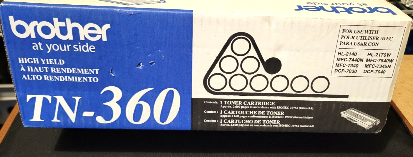 New Sealed Brother TN-360 High Yield Toner Cartridge OEM Black