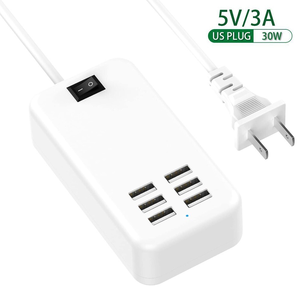 Multi 6 Port USB Hub Wall Charger Station Fast Charging AC Power Adapter Desktop
