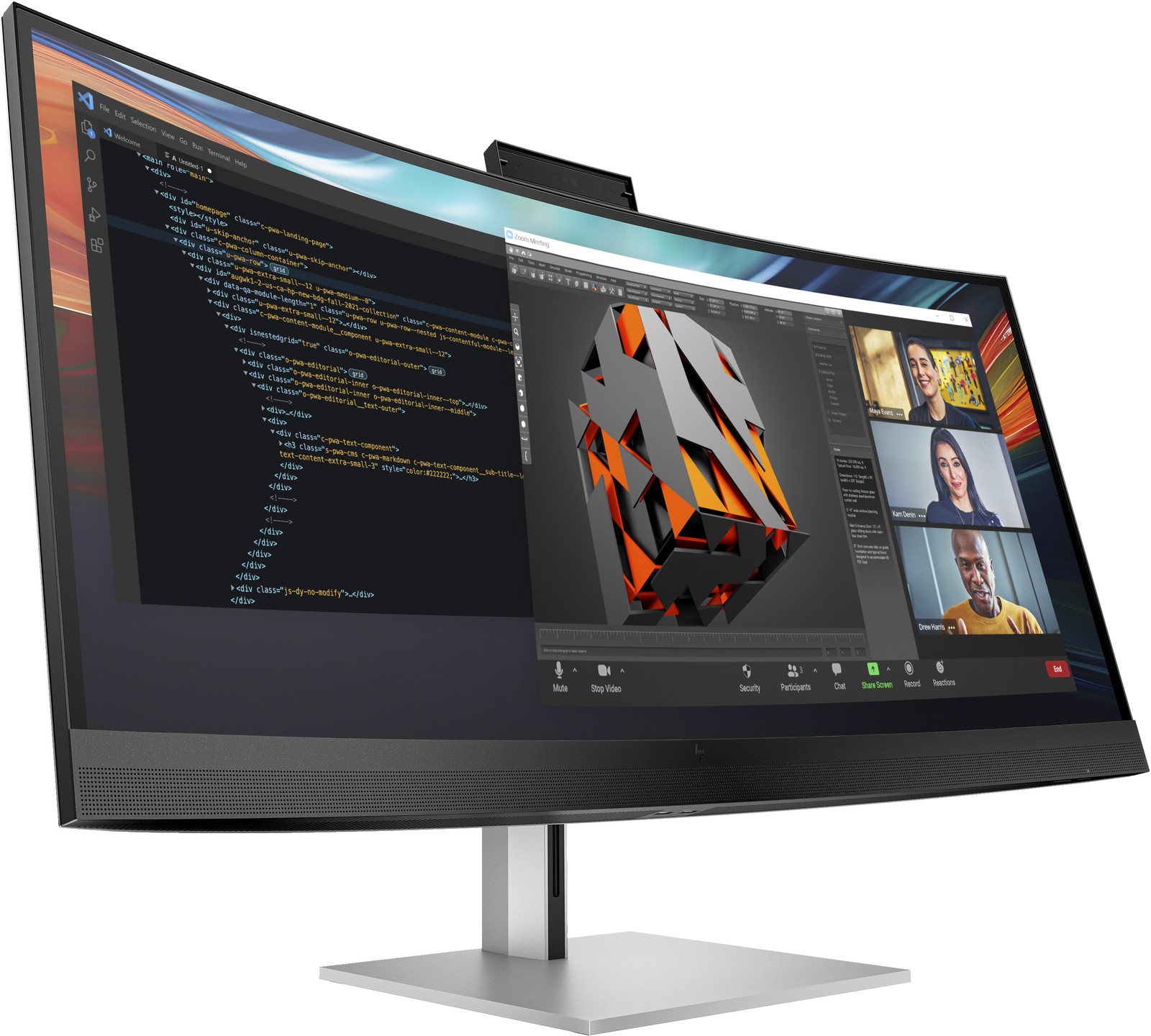 HP Series 7 Pro 39.7″ 5K2K Curved Monitor 740pm 21:9 Height DisplayPort, HDMI