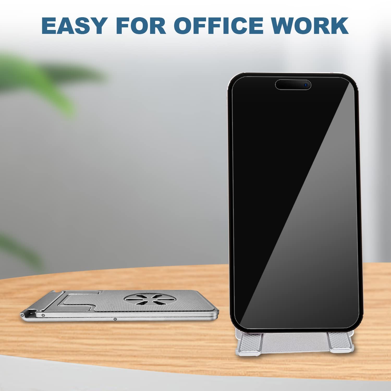 Metal Cell Phone Stand Portable Adjustable Desktop Holder for iPhone iPad Silver