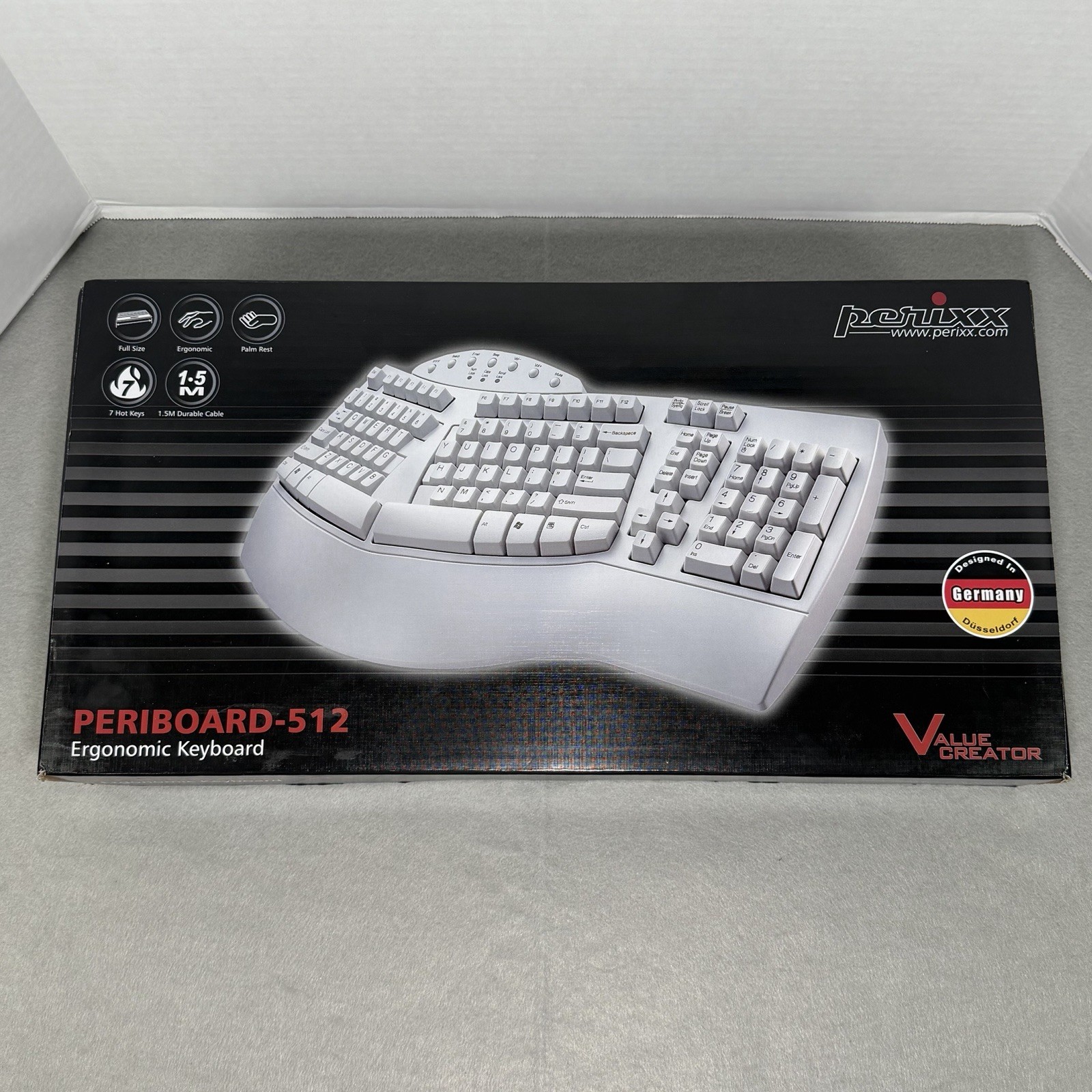 NEW Perixx Periboard-512 Ergonomic Split Keyboard Natural Ergonomic Design White