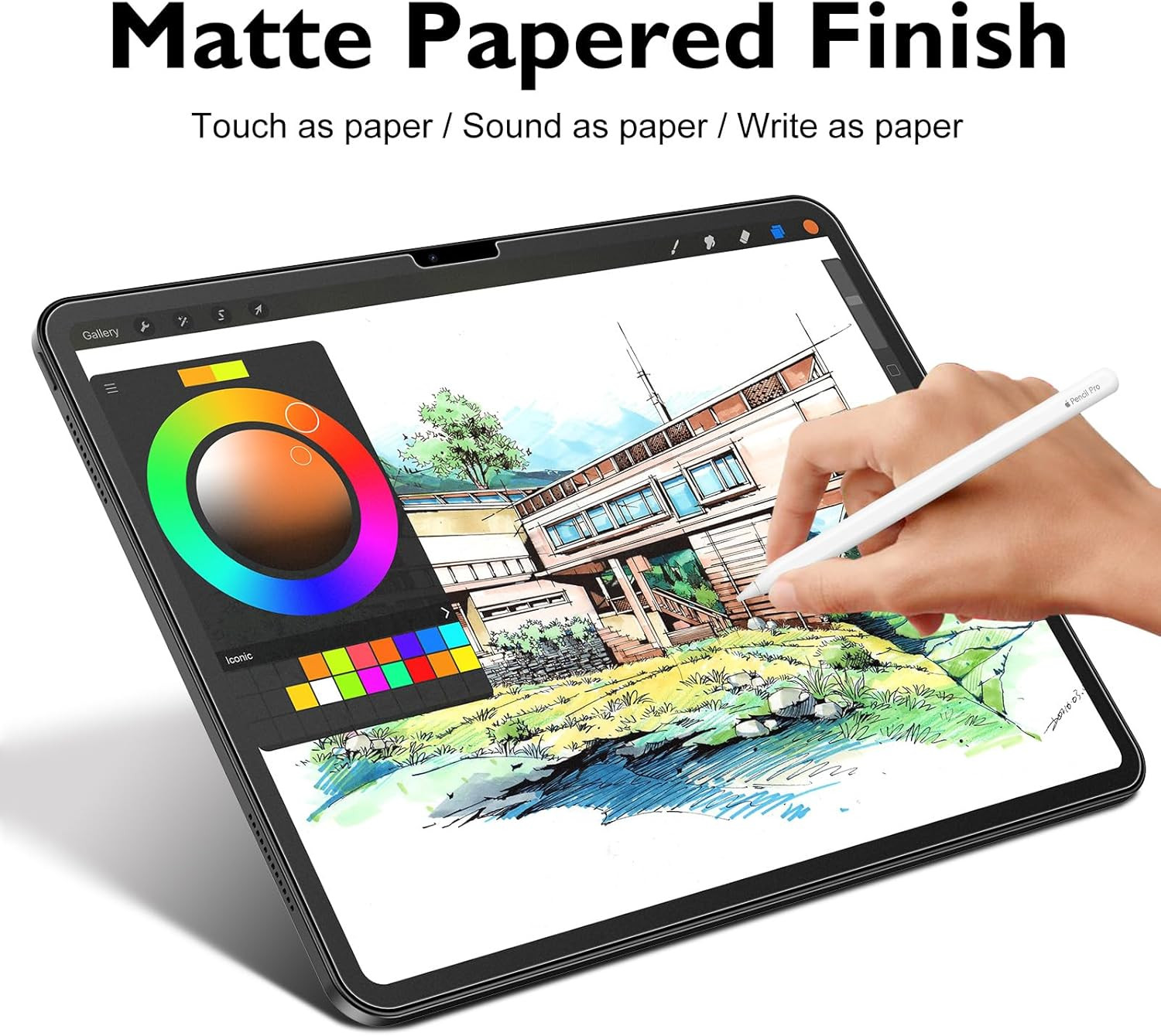 2 Pack Like Paper Glass Screen Protector for iPad Air 11 Inch M3/M2 (7th