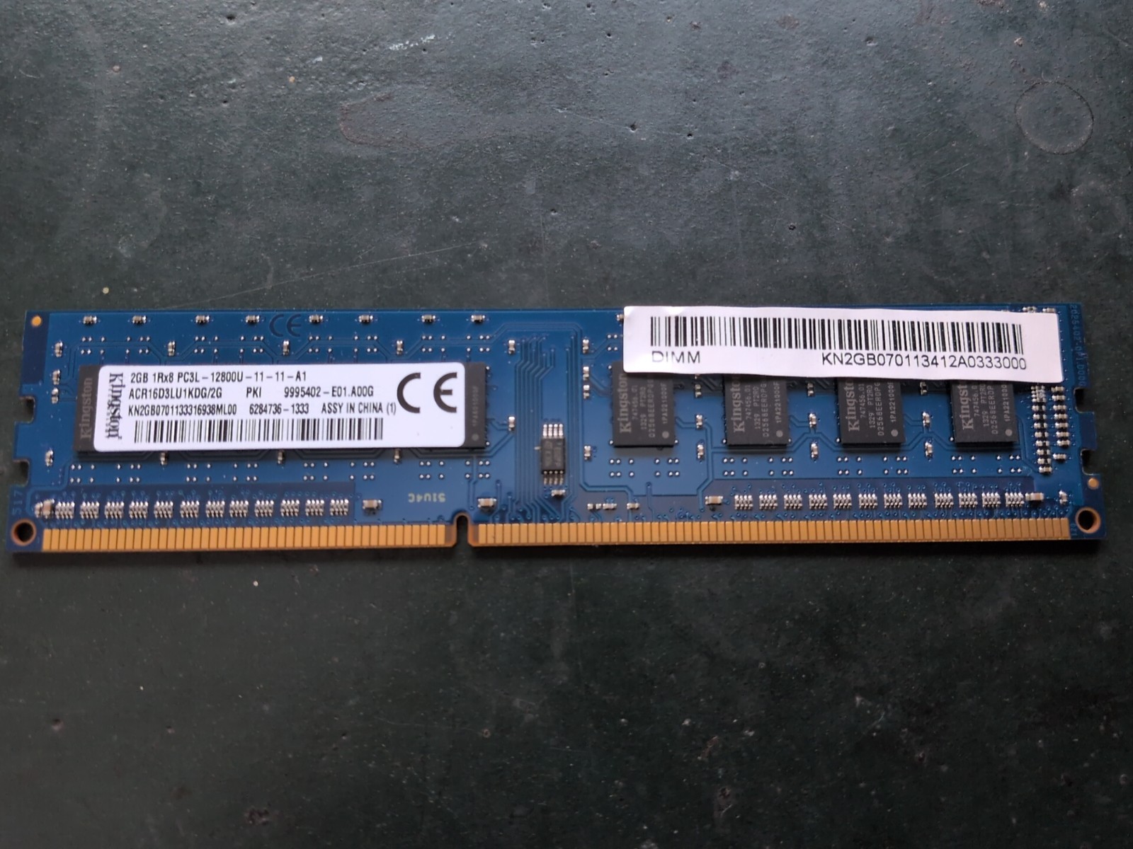 Kingston 2GB 1Rx8 PC3L-12800U-11-11-A1 DDR3L 1600mhz DESKTOP RAM