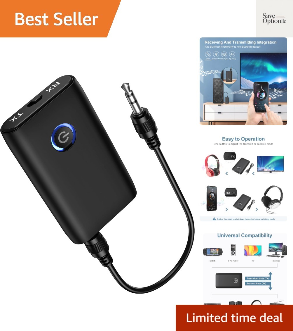 Upgraded Aux Bluetooth 5.3 Adapter, 2 in 1 Bluetooth Transmitter Receiver, 3….