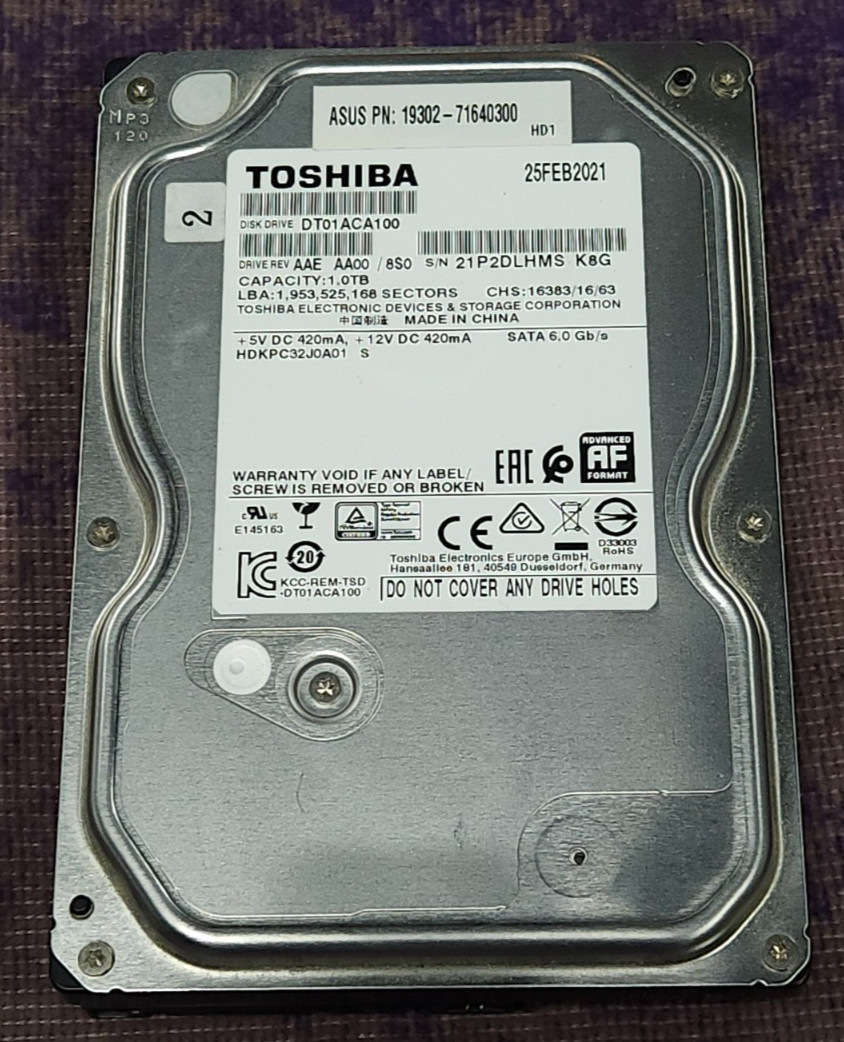 Toshiba (DT01ACA100) 1.0 TB HDD SATA 6.0