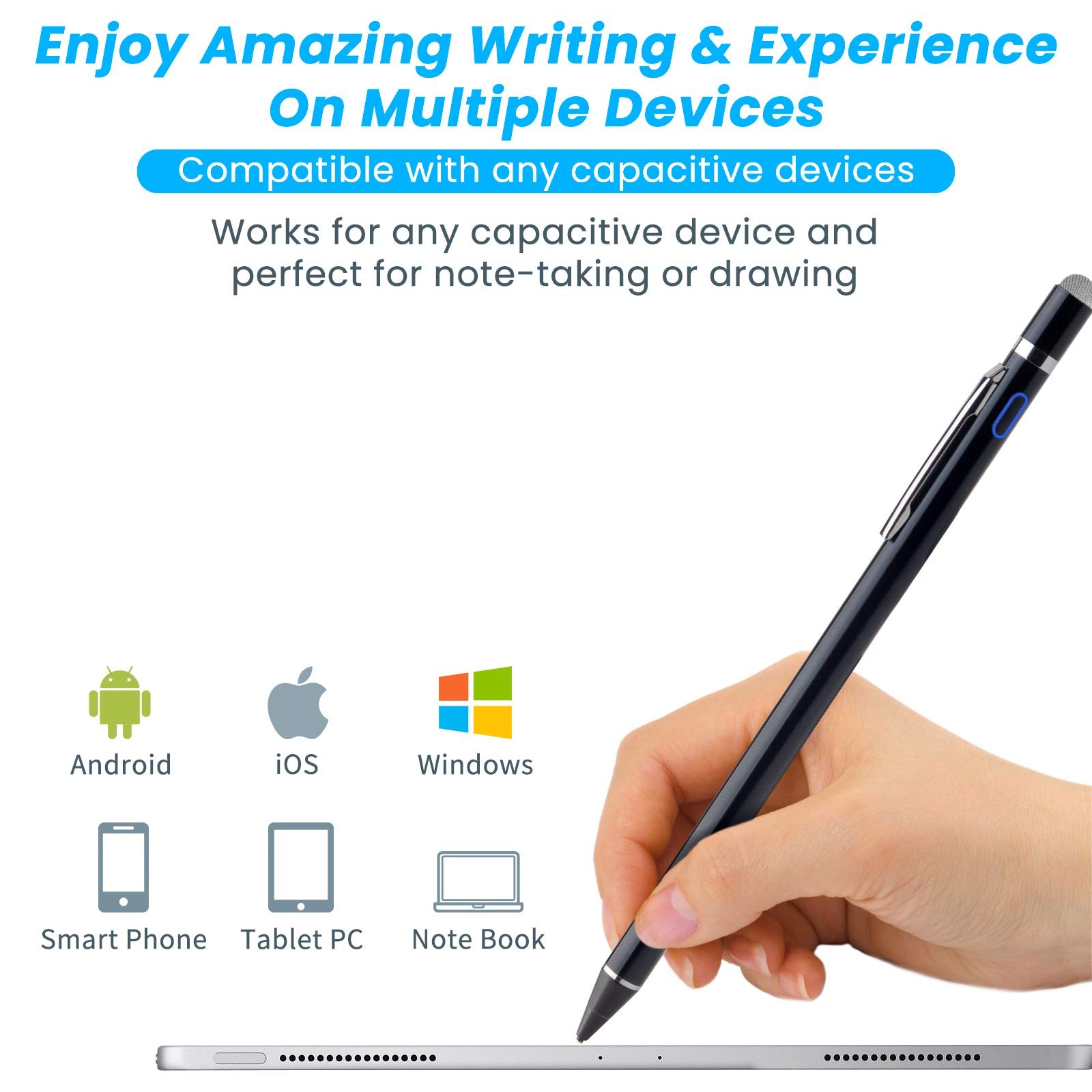 Stylus Pen for Kindle Fire HD Tablet Black Digital Pencil with 1.5mm Fine Tip