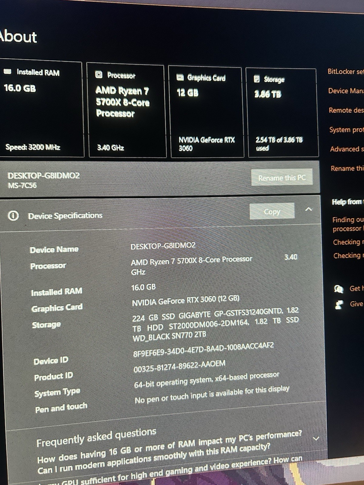 Gaming PC Full Setup Ready to Use Ryzen 7 5700x