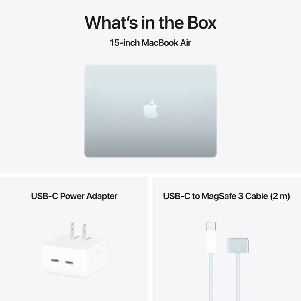 Apple MacBook Air 15″ M4 chip 24GB RAM 512GB SSD Sky Blue MC7D4LL/A 2025 Model