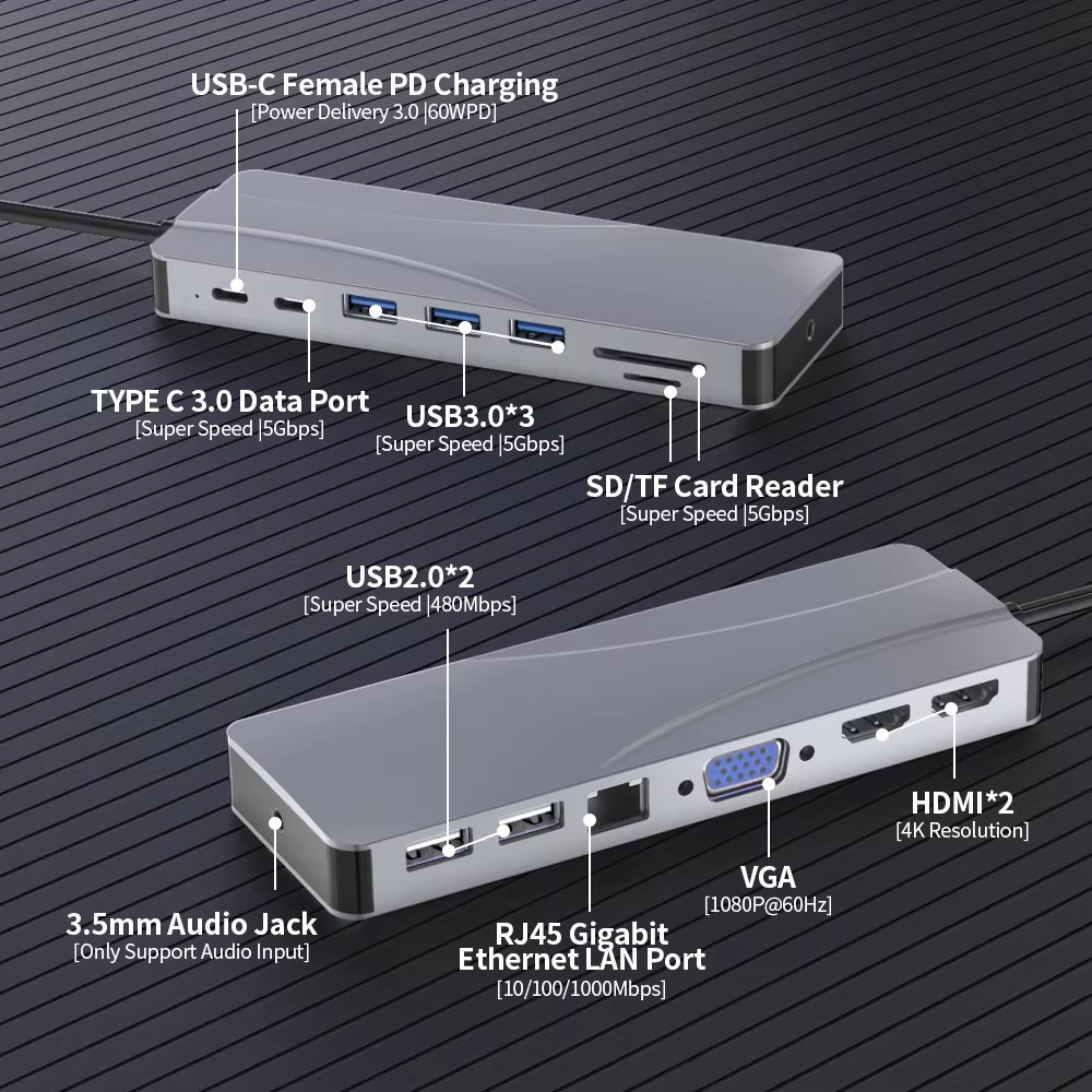 USB C Docking Station Adapter – 4K HDMI, USB 3.0, Ethernet, SD Card Reader