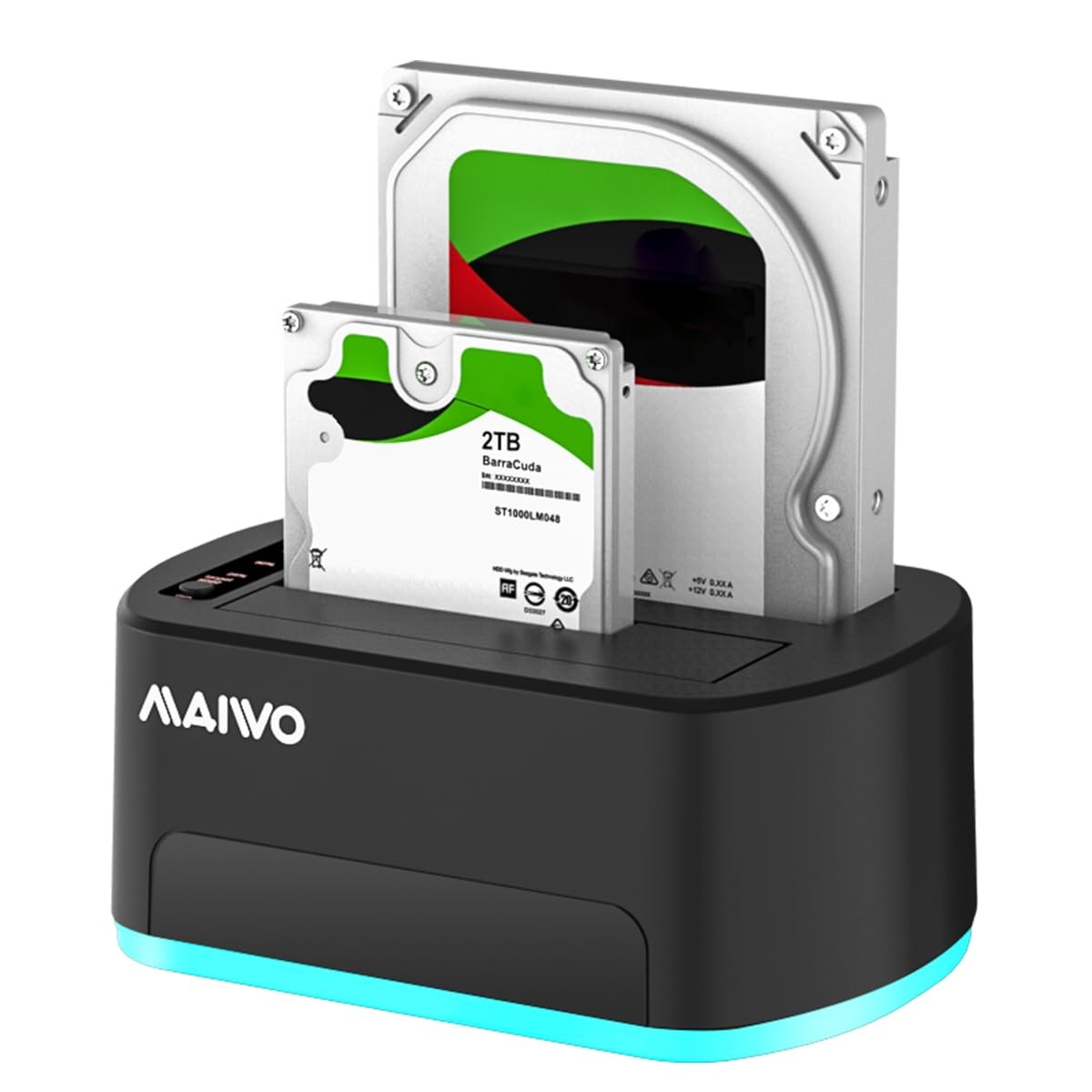 MAIWO 2 Bay External Hard Drive Docking Station with RGB Light, SATA Drive Of…