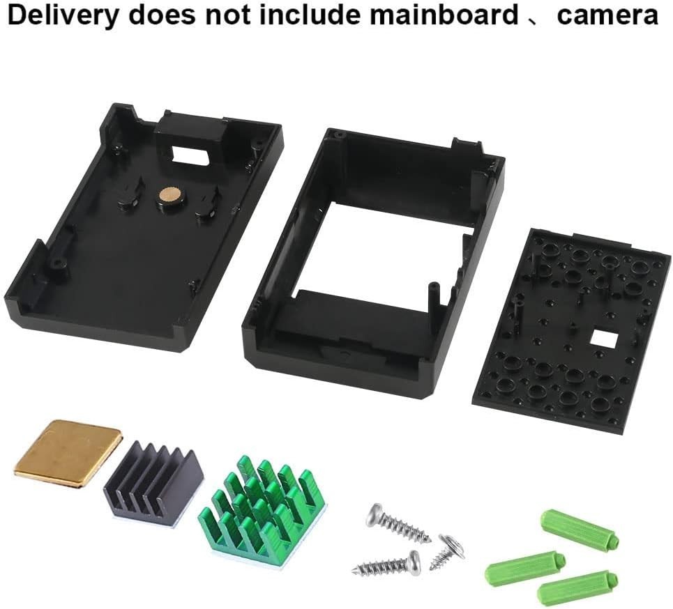 ABS Raspberry Pi 4B Case Kit: Heatsinks, Camera Slot, Holder – Black, RPI 2/3/4