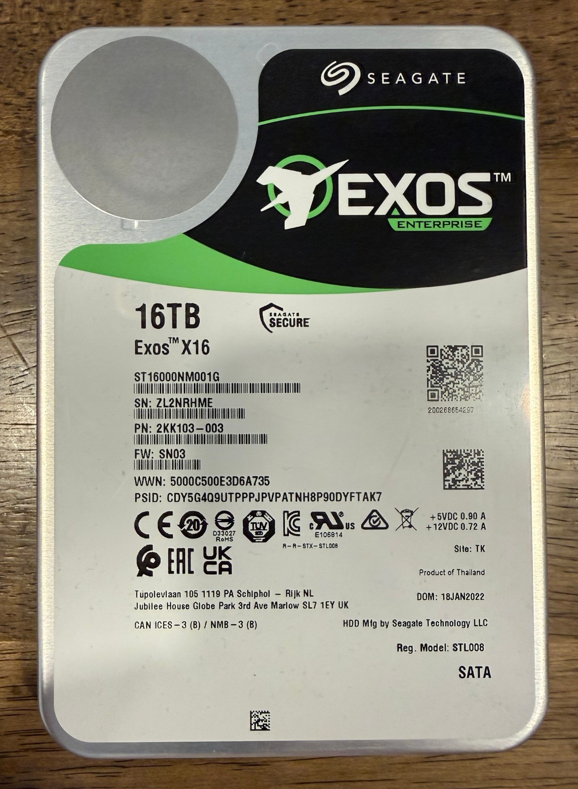 Seagate Exos X16 16TB Hard Drive HDD 3.5″ SATA ST16000NM001G-2KK103 7200 RPM