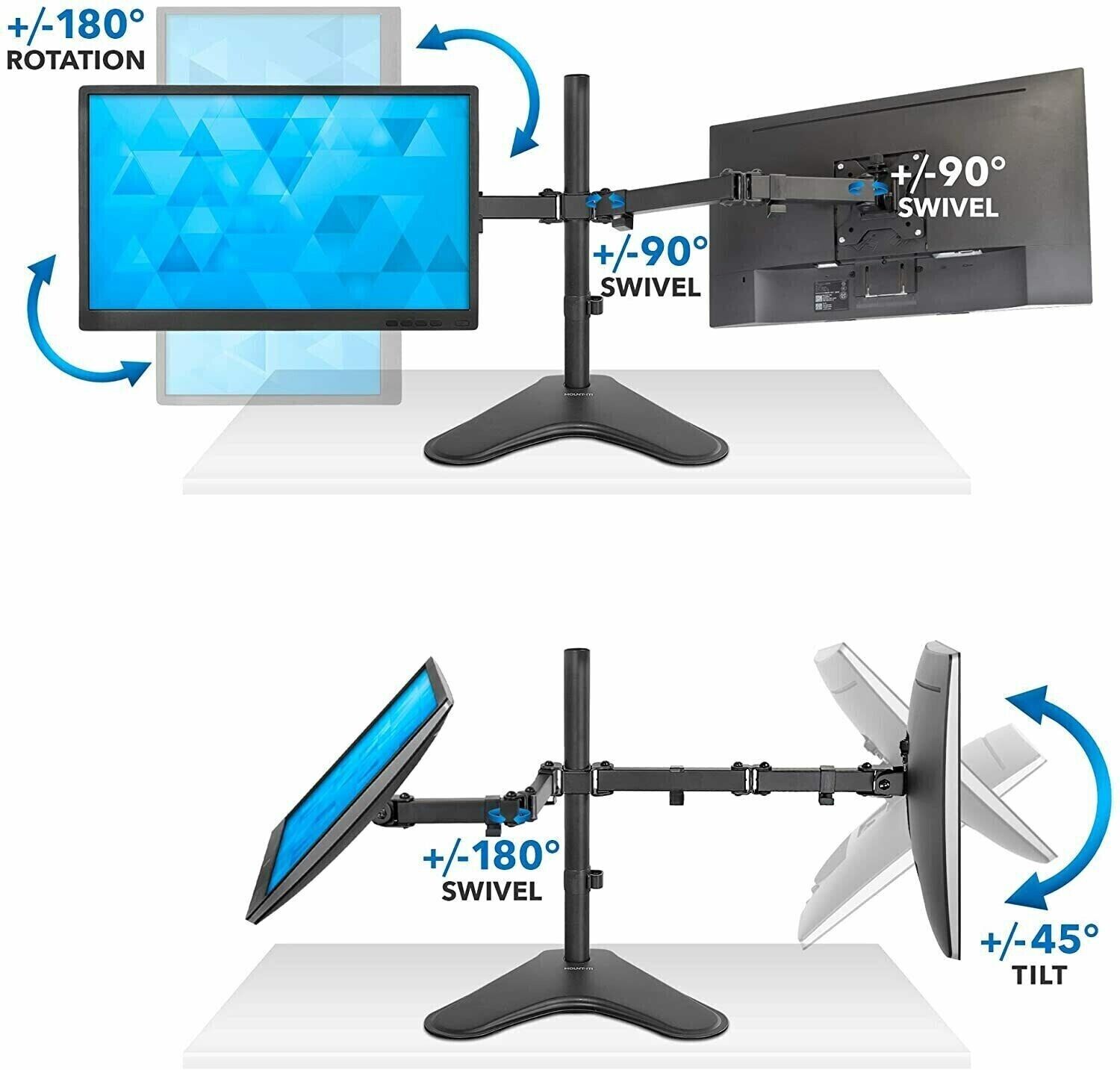 Dual Monitor Setup 19″ 22″ 23″ 24″ 27″ FHD LCD Widescreen Monitor w/Cable 1080p
