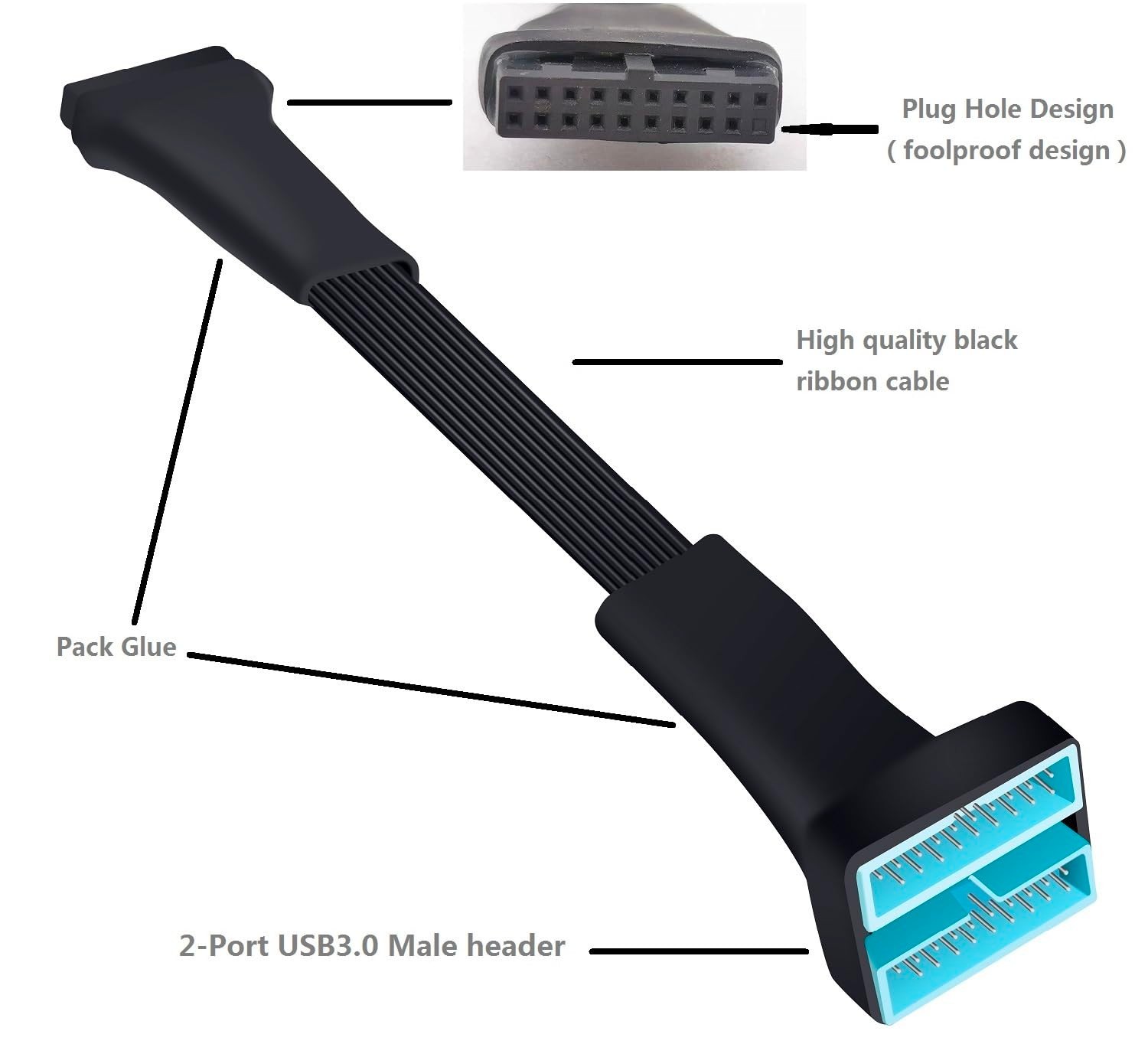 USB 3.0 Male-to-Female Splitter – 5.8 in Extension for Improved Connectivity