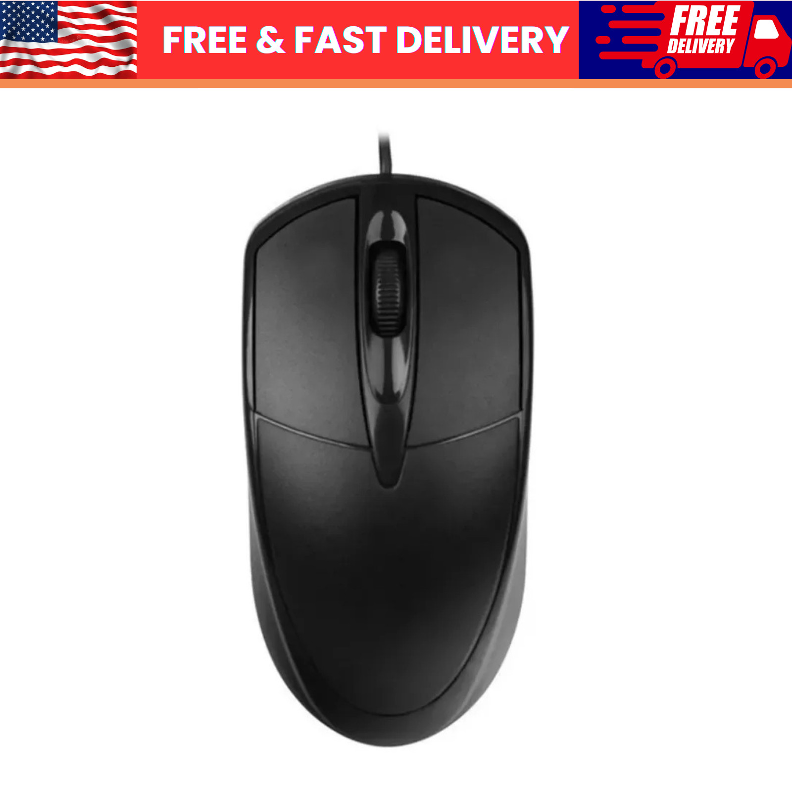 USB 2.0 Optical Wired Scroll Wheel Mouse PC Laptop Notebook Desktop Black Mice
