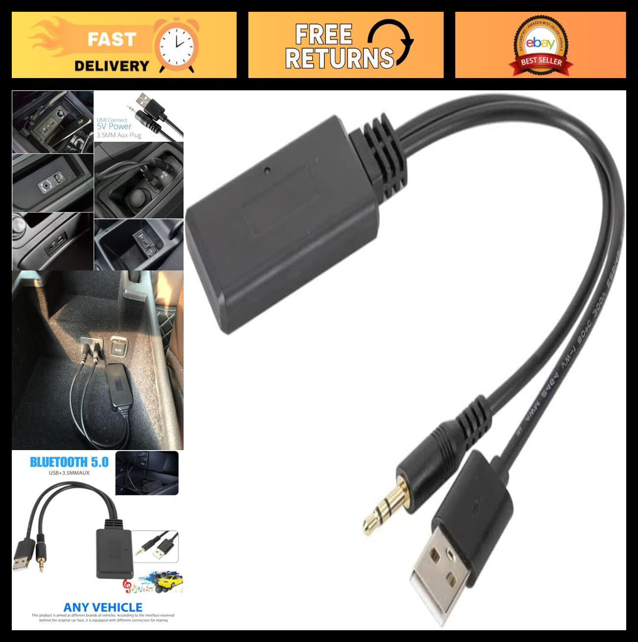 Bluetooth AUX USB Interface Adapter for BMW, Peugeot, Hyundai, Kia – Wireless A2